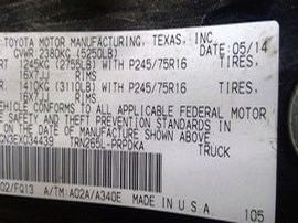 2014 TOYOTA TACOMA BLACK SR5, CREW CAB, 2.7, AT, 2WD.  Z24899